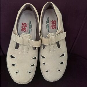 SAS Taupe Suede Slip-On Mary Jane Shoes